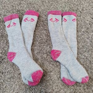 Realtree Merino Wool Gray and Pink Women's Sock Set